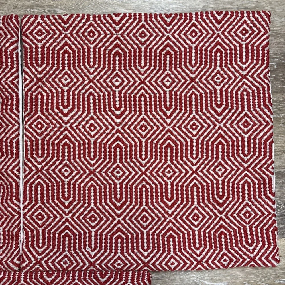 (3) Loloi Indoor/Outdoor Accent Throw Pillow Covers Red White Boho Geometric